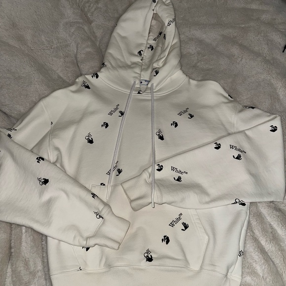 Off-White Other - Off-White Cream Hoodie with Black Logo Print